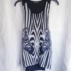 Zebra Scoop Neck Back Panel Broad Strapped Tank